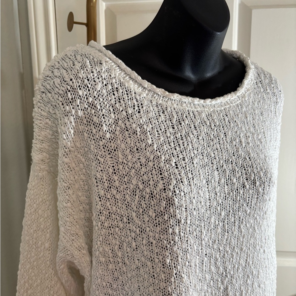 Talbots White Crew Neck Sweater with Textured Knit - Picture 9 of 12